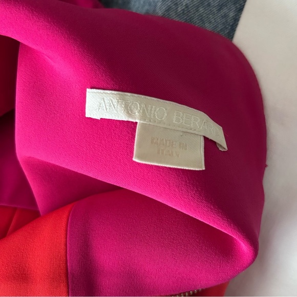 Antonio Berardi Two Tone Stretch Cady Sheath Dress in Pink Orange Size 10/12 - Picture 8 of 10